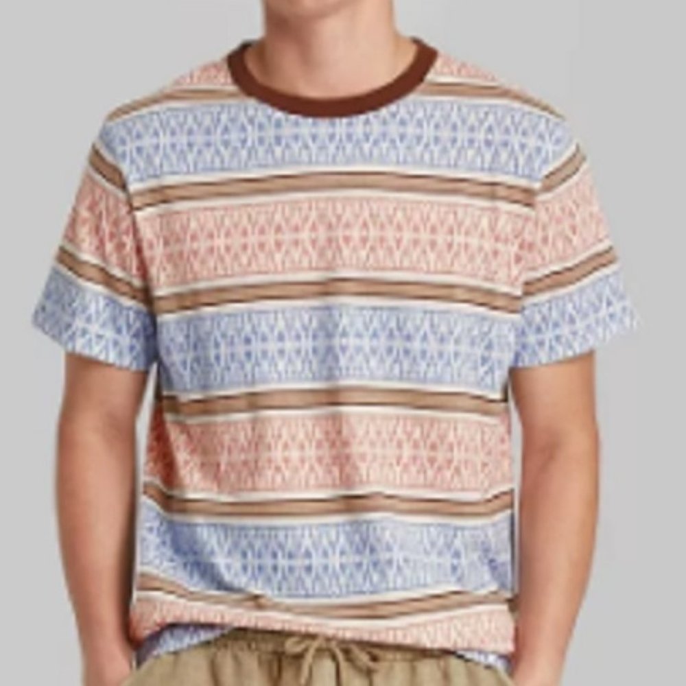Original Use Boys Short Sleeve Crew Neck Argyle Print T-Shirts Brown Size L NWT